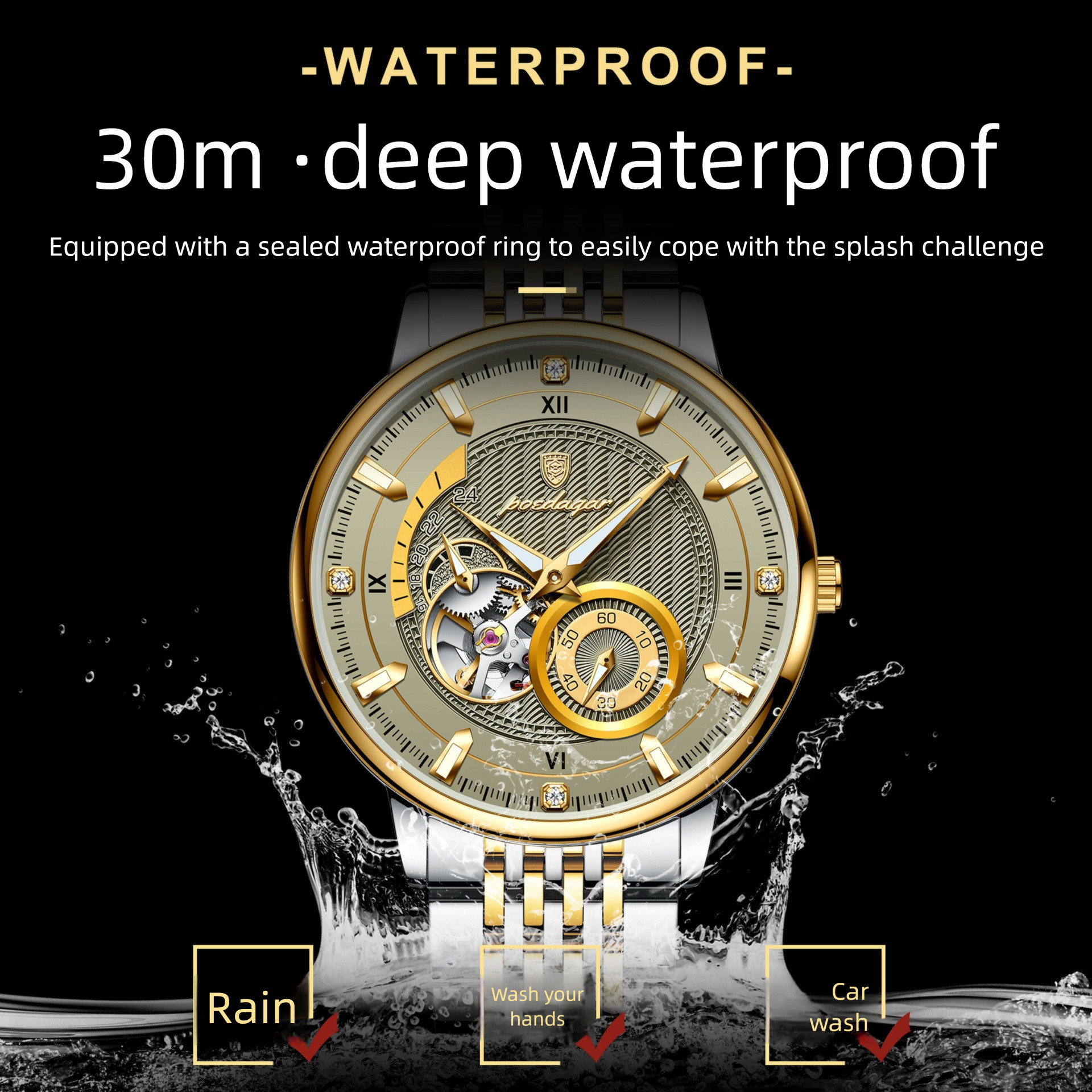Swiss Brand Fully Automatic Mechanical Watch New Luxury Men's Watch Waterproof Live Streaming Foreign Trade Hot Item Dropshipping