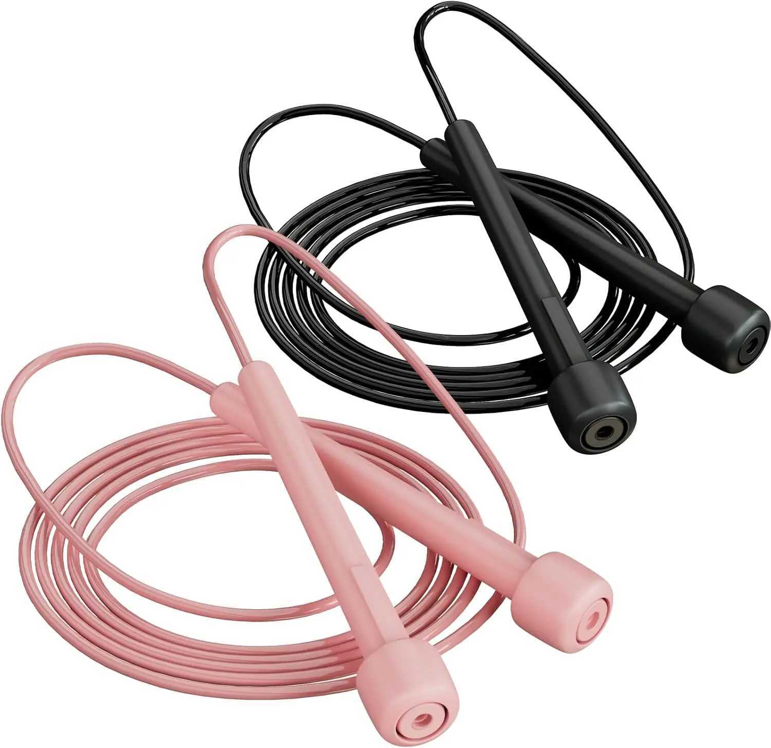 2 Pack Adjustable PVC Jump Rope for Fitness Tangle-Free Speed Rope for Men Women Kids M260319