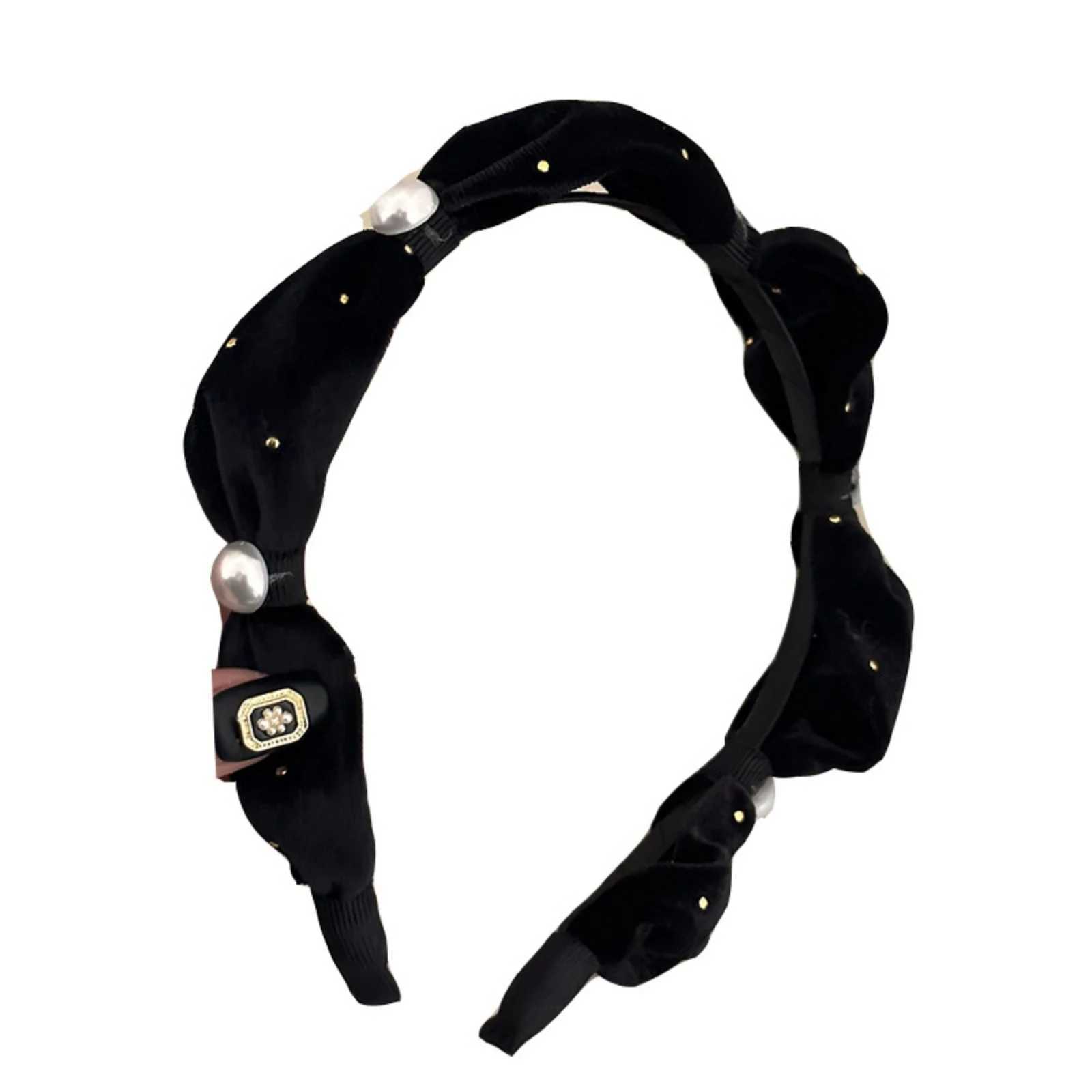 1Pc New Arrival Wide-Brim Pearl Velvet Headband Niche Non-Slip Hair Hoop for Elevating Crown Fashion Headband for Girls Wome H260319