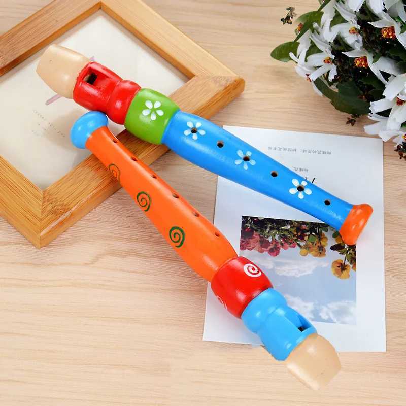 1 Pc Small Wooden Colorful Piccolo Flute for Kids Learning Rhythm Musical Instrument Early Education Music Sound Toys for Kids Y260319