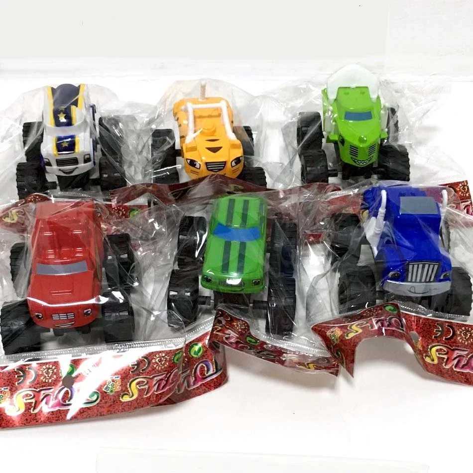 6Pcs Blaze Monster Racing Car Diecast Toy Set Russia Miracle Crusher Truck Vehicle Transformation Toys for Kids Best Gifts Y260319