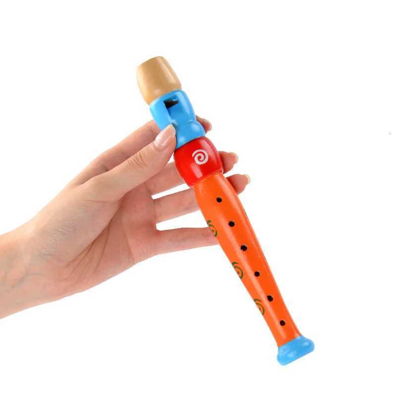 1 Pc Small Wooden Colorful Piccolo Flute for Kids Learning Rhythm Musical Instrument Early Education Music Sound Toys for Kids Y260319