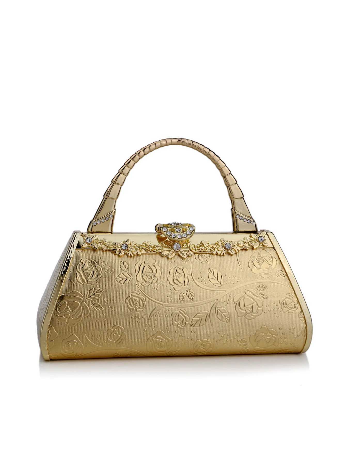 Golden Color Bucket Design Handle Evening Bags Metal Pearl Diamonds Glitter Clutch Bags For Party Wedding Girl Dress Purse W260319 - view 6