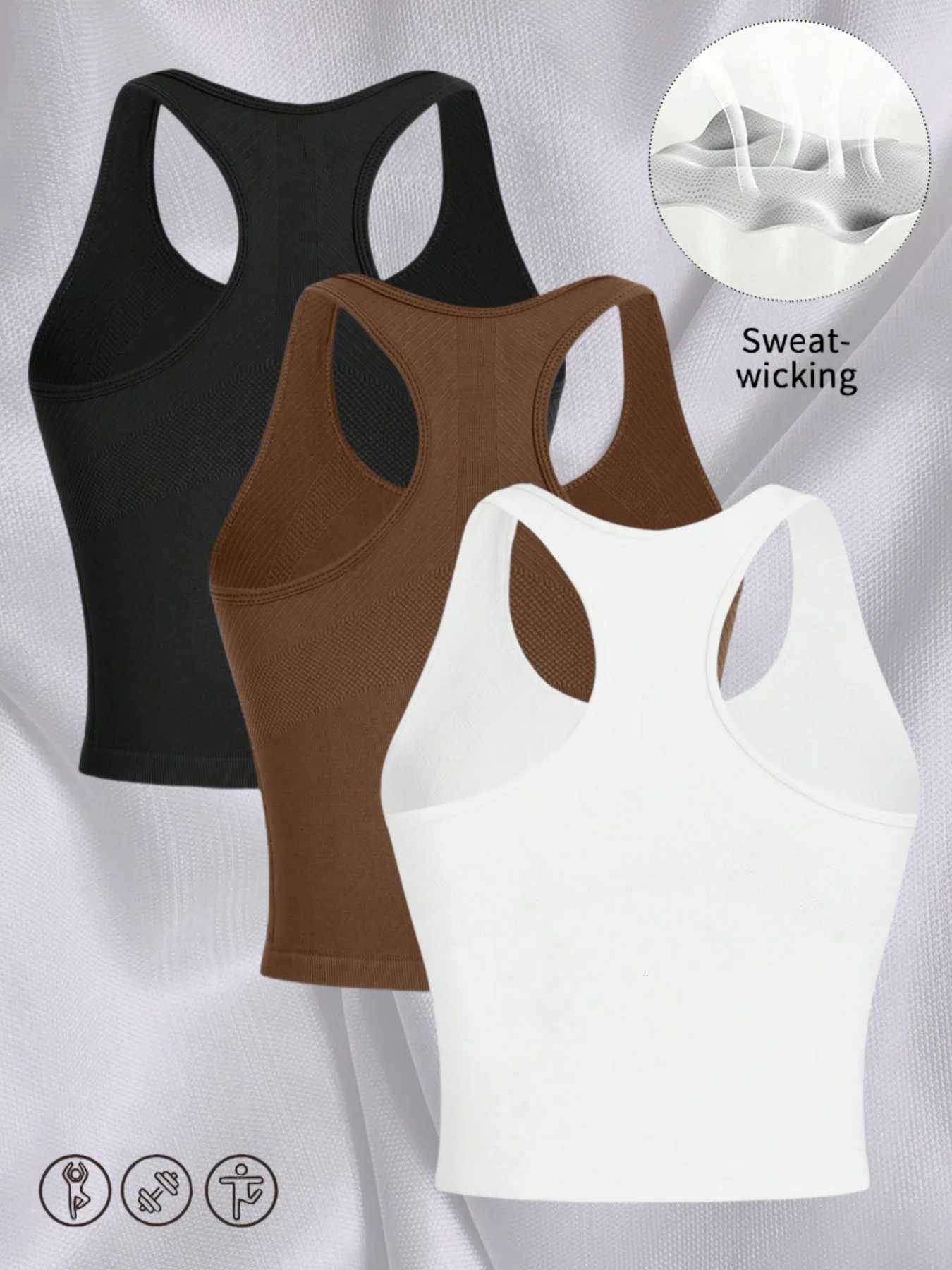 Sleeveless racing back sports cut topwomens running fitness spandex fitness vestgym sports top Z20260319