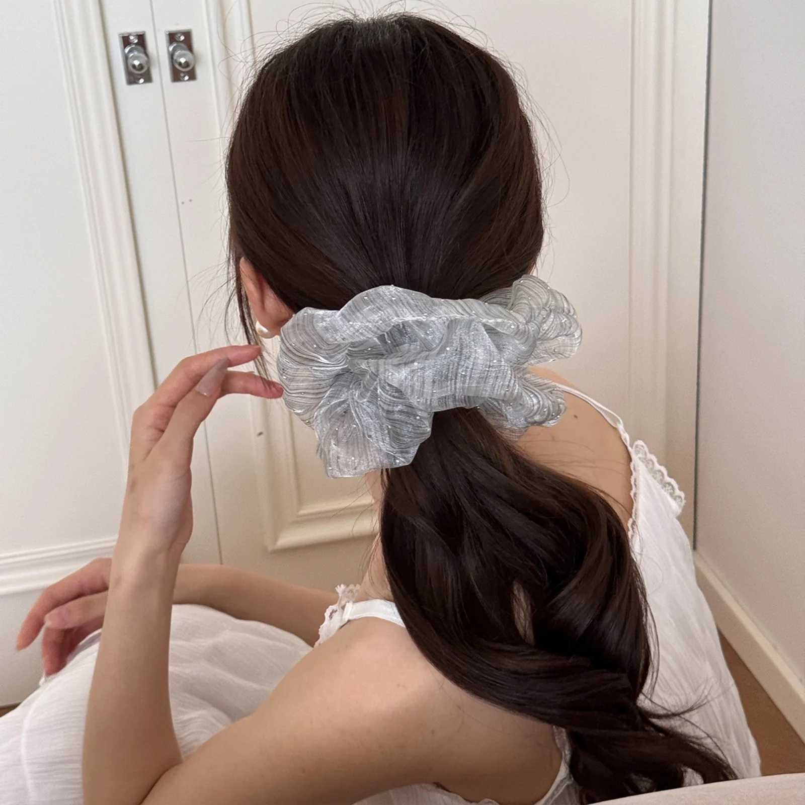 1Pc Sheer Glitter Scrunchies Set Elegant Organza Hair Ties Chic Hair Accessories for Women H260319