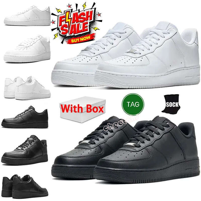 with box designer One af1s Casual Shoes Sneakers Men Women Classic 1 Triple White Black Mens Womens Traienrs Outdoor Sports Runners 1s Shoes