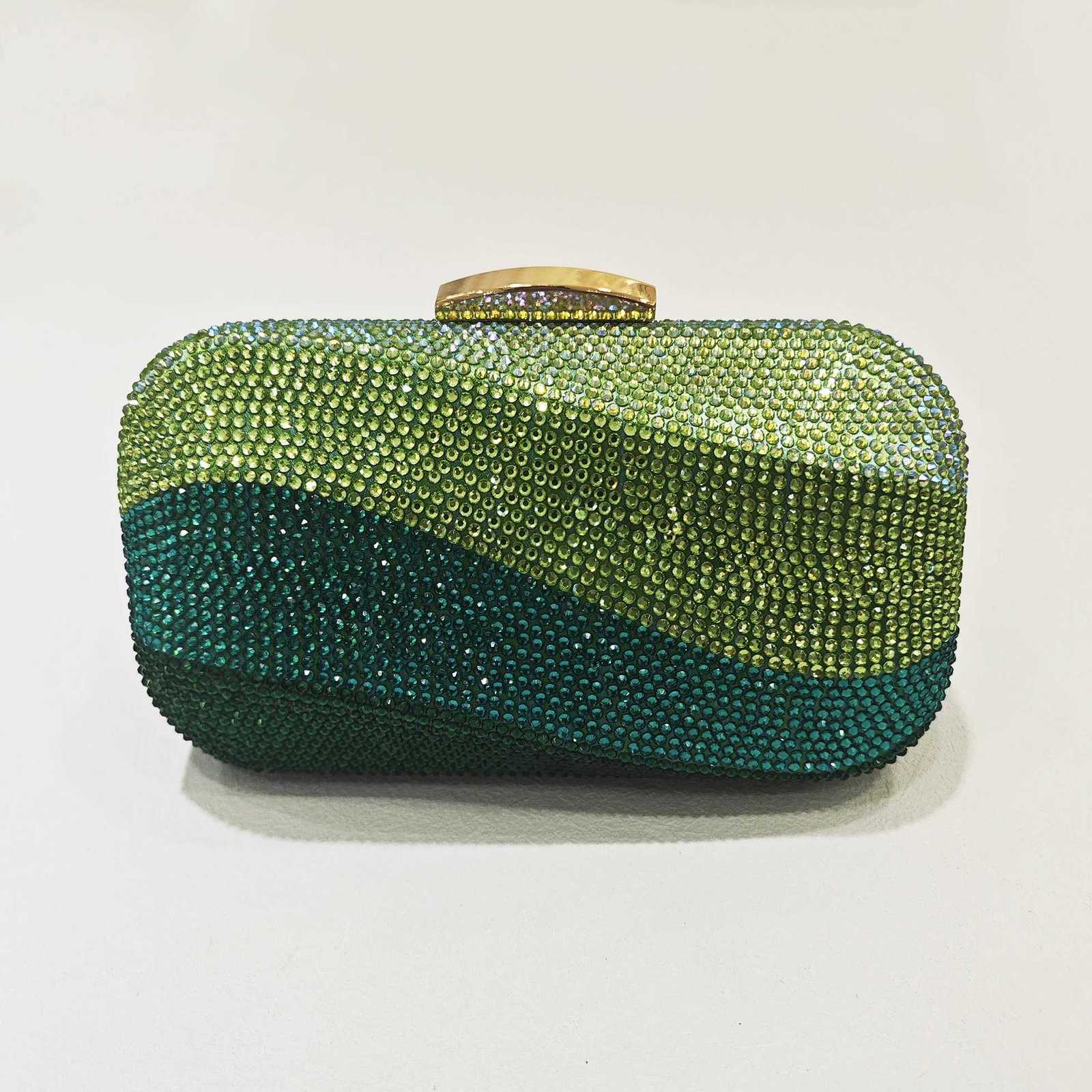 Women Blue/Pink/Green/GOLD Crystal Clutch Evening Bags Metal Hollow Box Minaudiere Handbag Bridal Purse Wedding Party Clutches W260319 - view 7