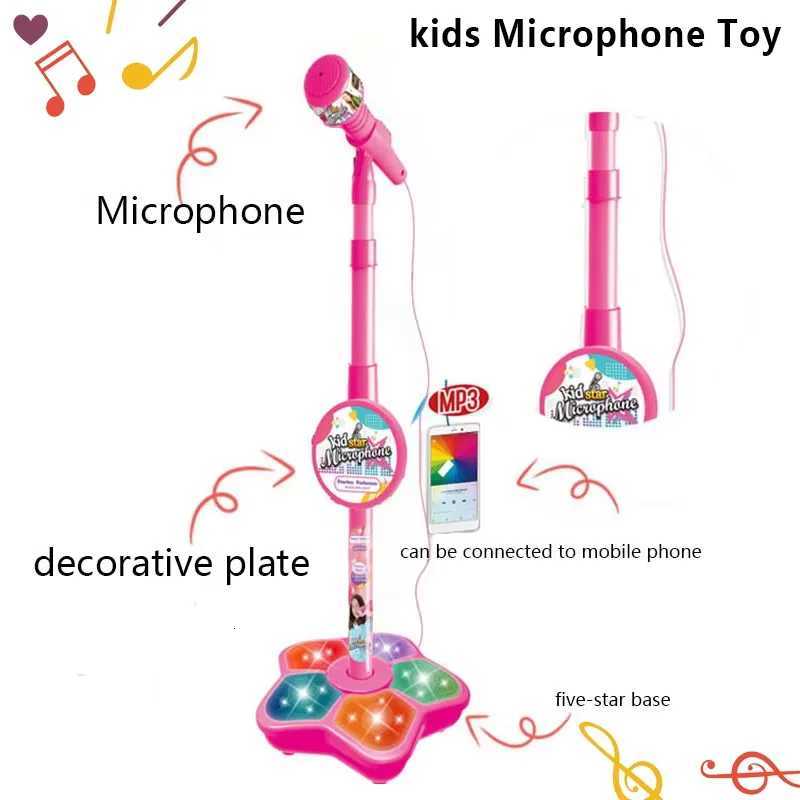 Kids Microphone with Stand Karaoke Song Machine Music Instrument Toys Brain-Training Educational Toys Birthday Gift for Girl Boy Y260319