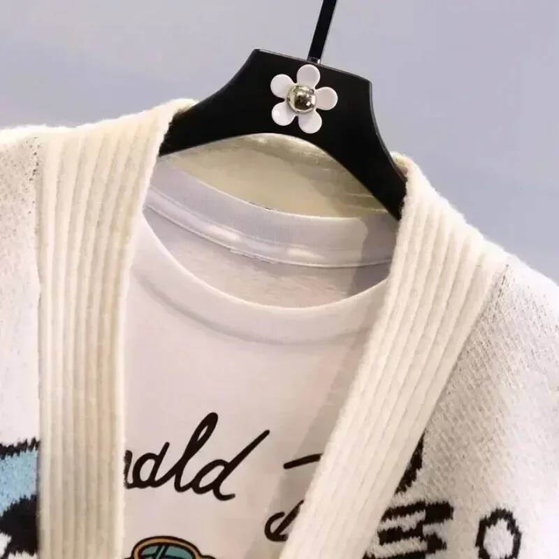 Disney Knitted Cardigan Japanese Donald Cartoon Sweaters for Women Coat Female Autumn and Winter Loose Wild Thicken Kawaii Tops - view 5