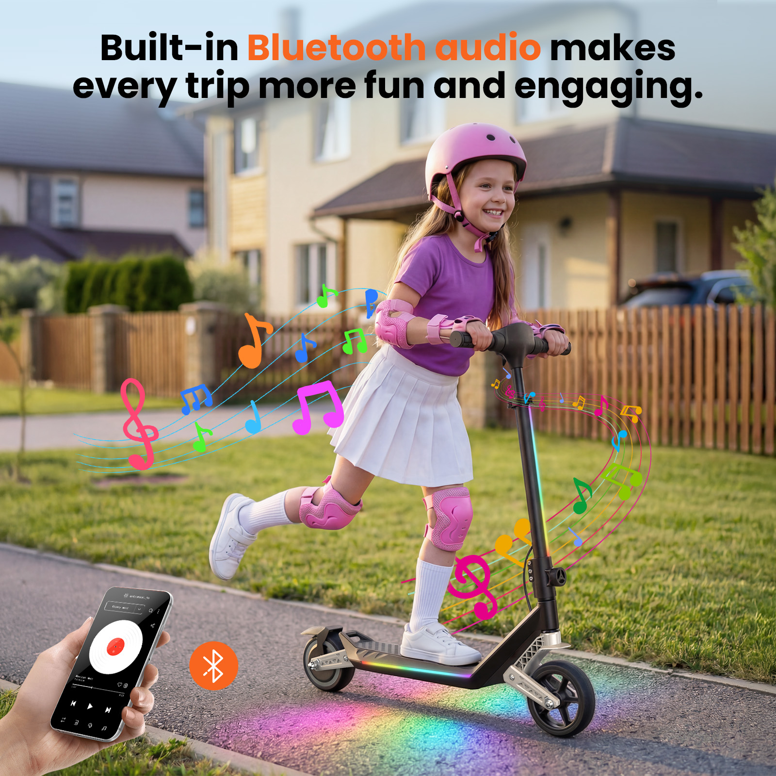 iScooter K6 Kinder Scooter for Children aged 6 to 12 age 3 Riding Modes with 6 inch Wheels and 7 Colour Lights Children's E-Scooter