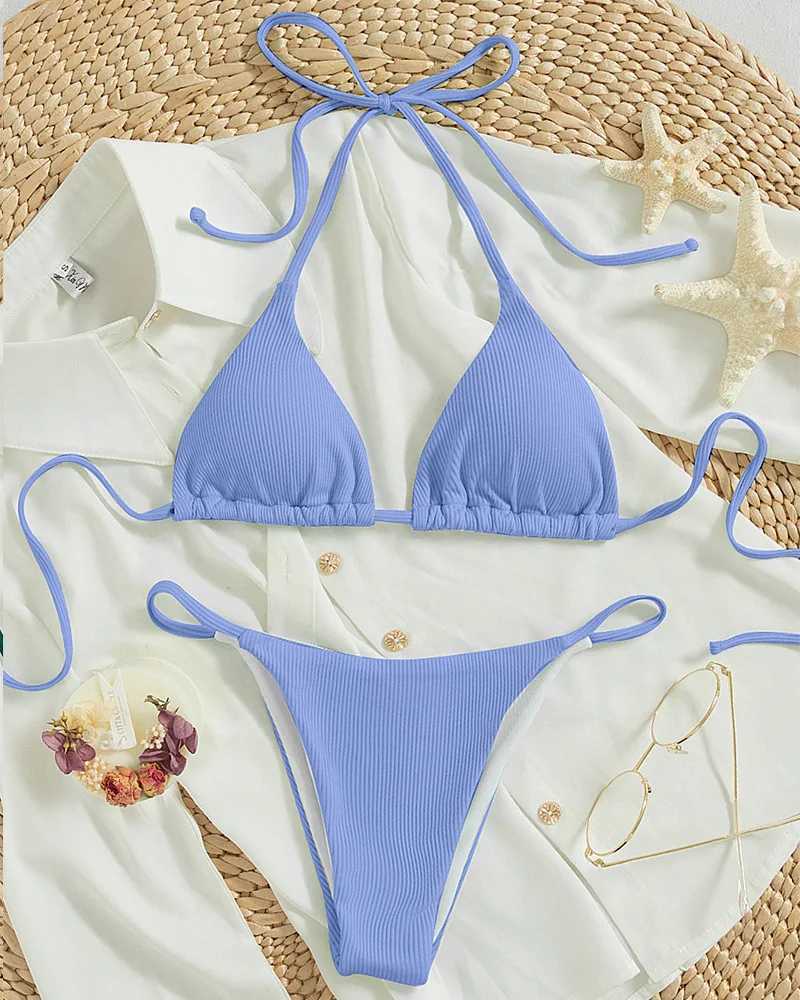 Customized womens new lace-up bikini swimsuit European and American sexy beach hot spring swimsuitT260318