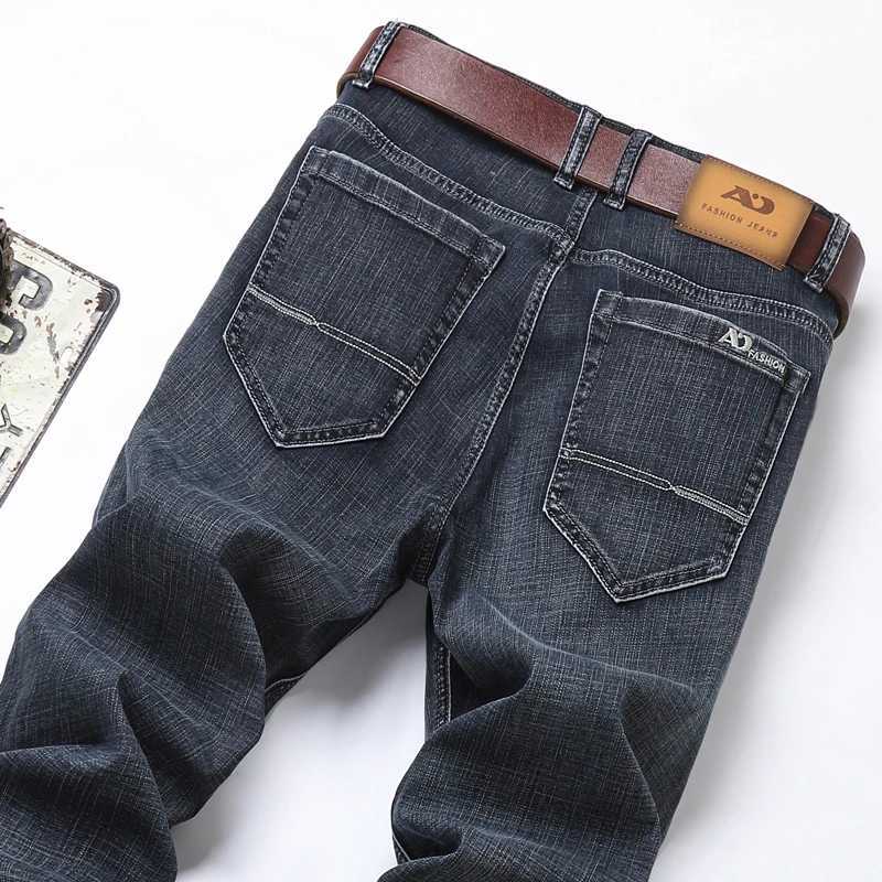 2026 Brand New Men Straight Blue Gray Jeans Business Fashion Classic Style Cotton Stretch Denim Pants Male Brand Trousers M260319