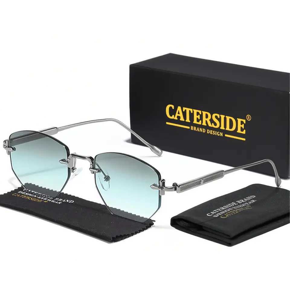 CATERSIDE Mens Fashion Retro Frameless Sunglasses Polygon Rimless Y2K Sun Glasses Women Travel Party Business Eyewear UV400 H260319 - view 3