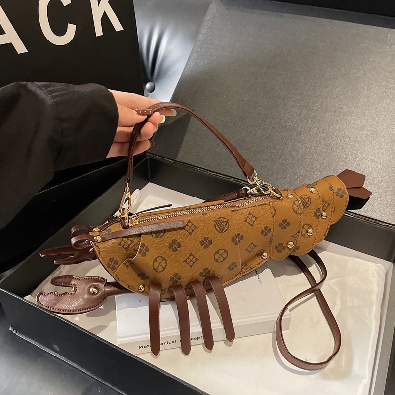 Crayfish bag chain cute small bag letter design crossbody bag European and American personalized women's bag trendy girl
