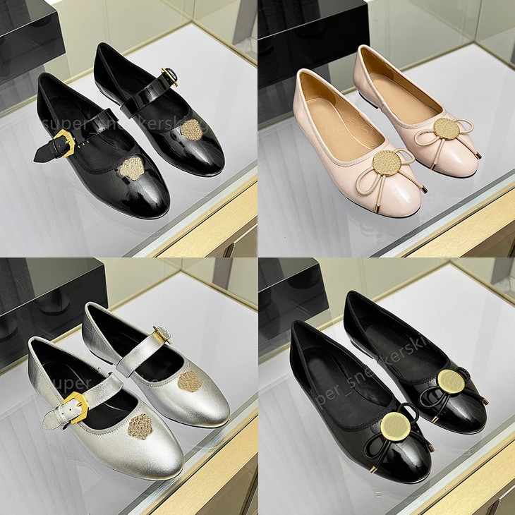 Designer Shoes Women Flat Shoes Classic Loafers calfskin Metal buckle Lady Dress Shoes Mule Slides size 35-42