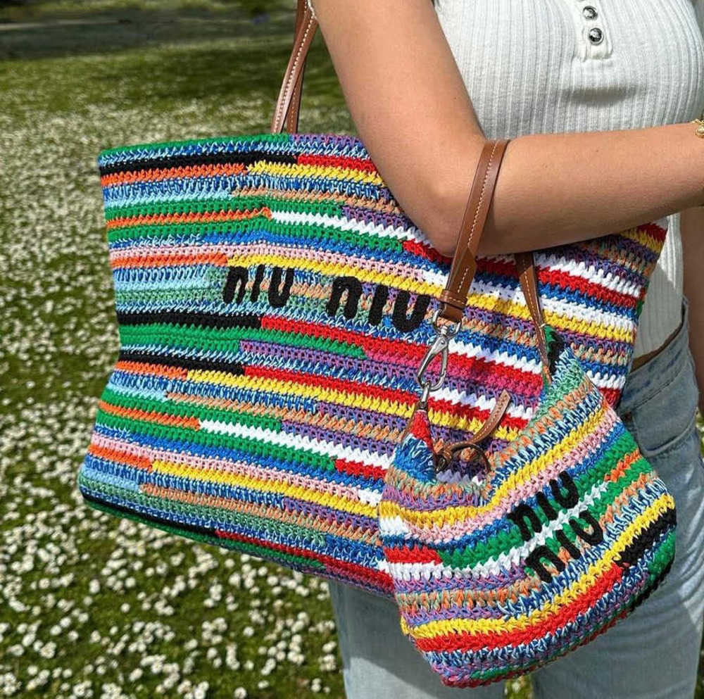 Totes Rainbow Raffia Bag Lunch box Designer bag Crochet Tote Bag Crossbody Weave Hobo Beach Bag Summer School Handbags Travel Women Fashion Large Capacity Handbags