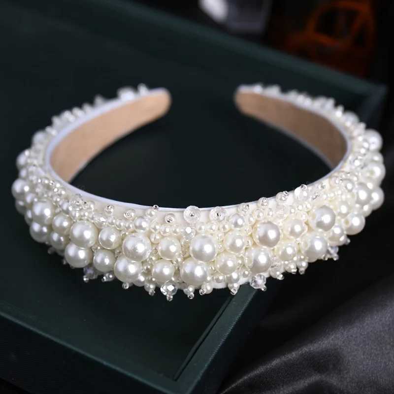 Silver Color Pearl Hairband Headband Tiara Women Korea Elegant Hair Hoop Ornament Bridal Wedding Hair Accessories Jewelry Band H260319