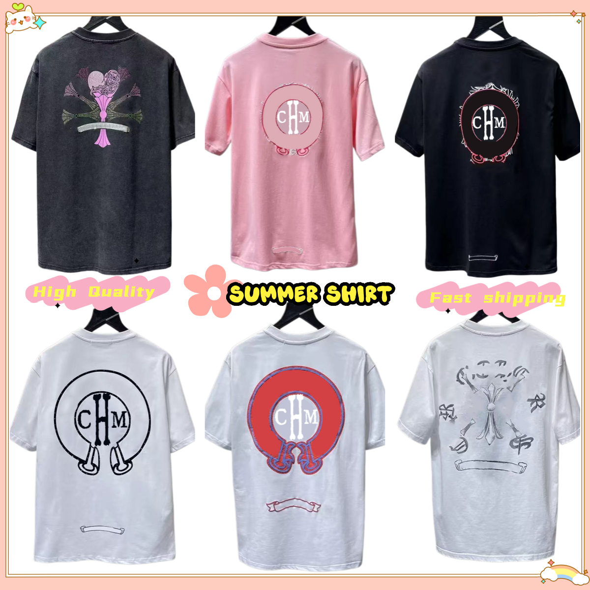 chromelys hearttstshirt designer shirt mens designer t shirts shirts for 25 young men summer cotton Tees quality beach t-shirts Casual short sleeve clothing Quality