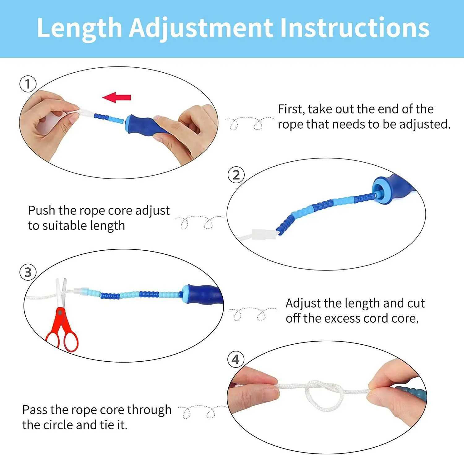 Adjustable Tangle-Free Beaded Jump Rope for Kids Men Women - 92 Feet Fitness Skipping Rope M260319