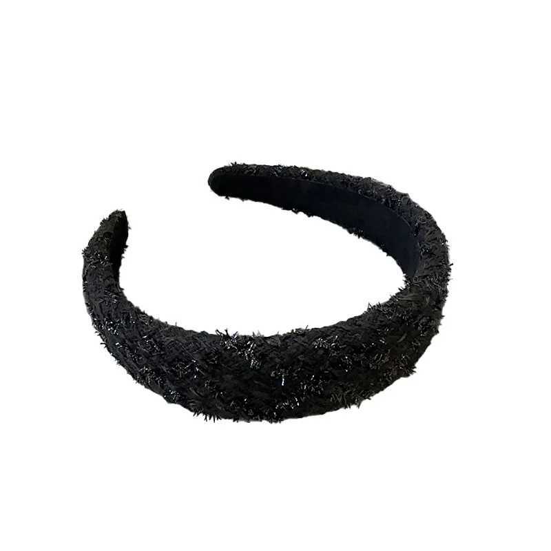 Korean version black white checkered retro sponge hair hoop fashionable hundred straps headband new hair accessories for women H260319