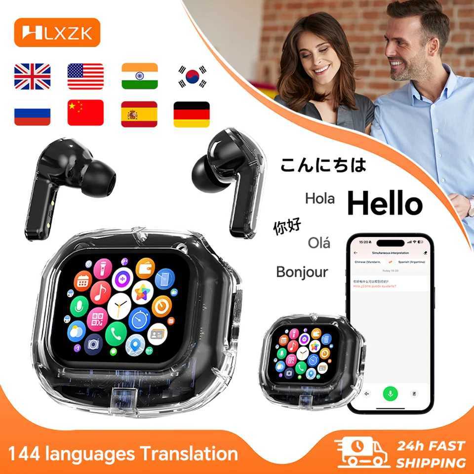 Wireless Bluetooth Headphones144 Language Real Time Translation Earphones for Businesswith Smart Touch Screen HiFi TWS Headset D260319