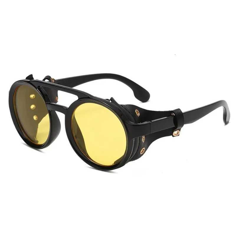 Retro Sunglasses Men Women Leather Round Eyewear Vintage Goggles Anti Wind Outdoors Sports Sun Glasses UV400 Gafas De Sol H260319 - view 6