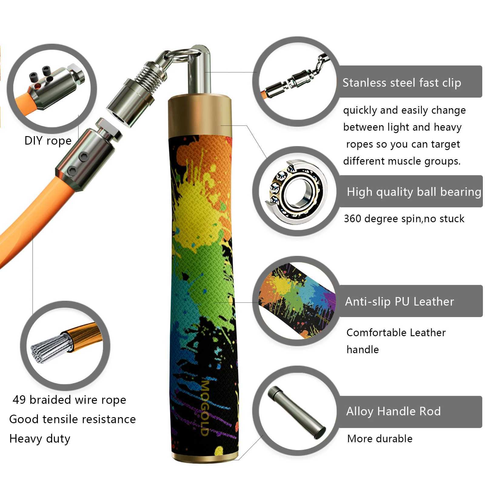 MOGOLD Graffiti Design Skipping Rope Triple Ropes 40/60/80 mm Freely Interchangeable Portable Fitness Tool M260319