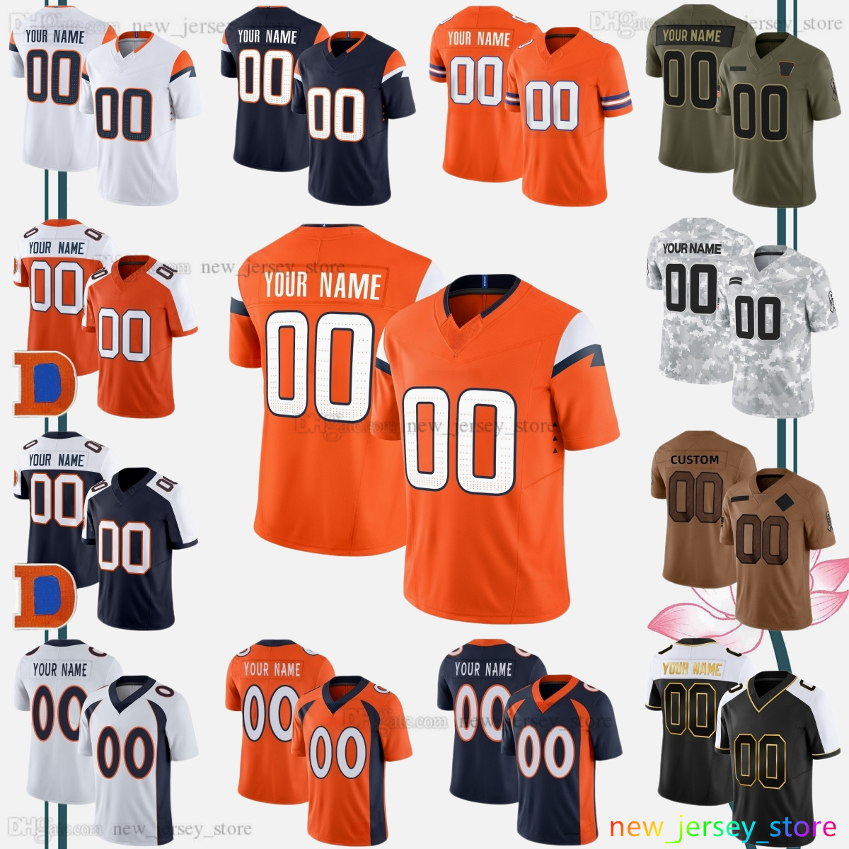 Custom S-6XL 2 Patrick Surtain II Football Jersey 17 Jaylen Waddle 10 Bo Nix 15 Nik Bonitto 14 Courtland Sutton 1 Evan Engram 99 Zach Allen 11 Troy Franklin Bolles Jerseys