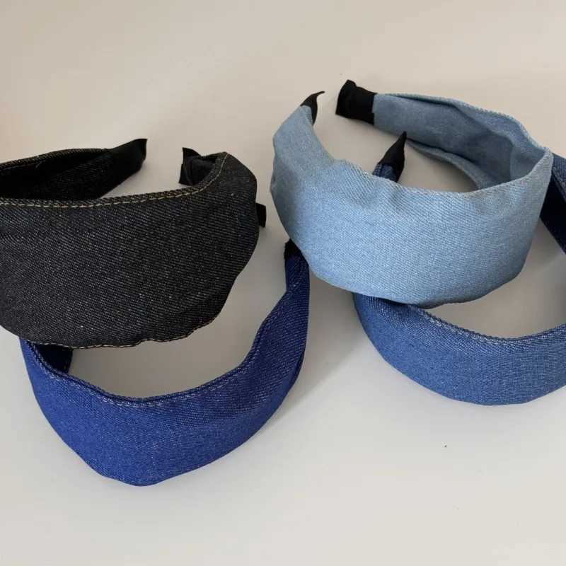 Korean Style Simple Ultra-Wide Denim Fabric Wide Edge Headband New Fashion Versatile Face-Slimming Hair Accessory Headband New H260319