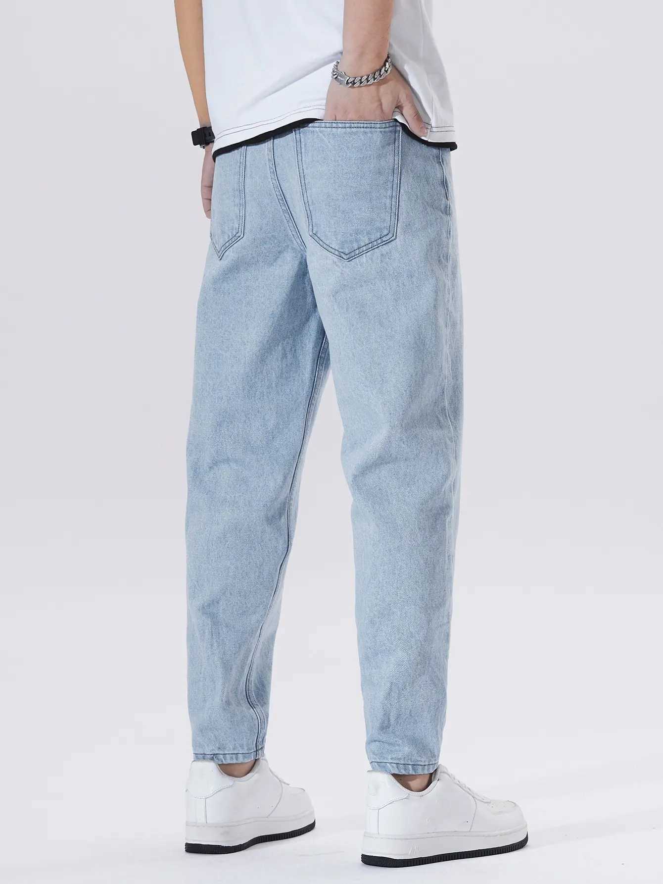 Mens light blue straight-leg jeans for spring and autumn trendy casual fresh and fashionable M260319