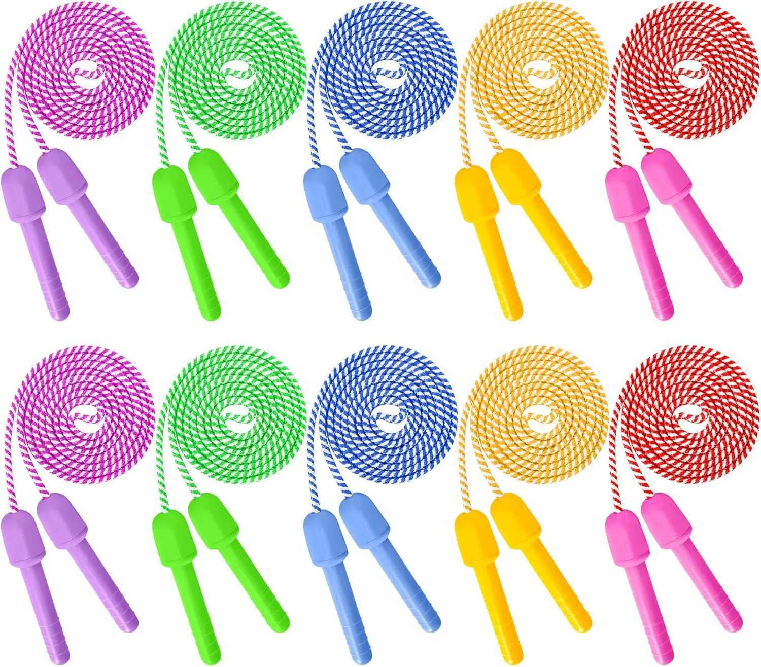 Colorful Adjustable Kids Jump Rope Set 778FT Nylon Skipping Ropes for Indoor Outdoor Play Fitness M260319