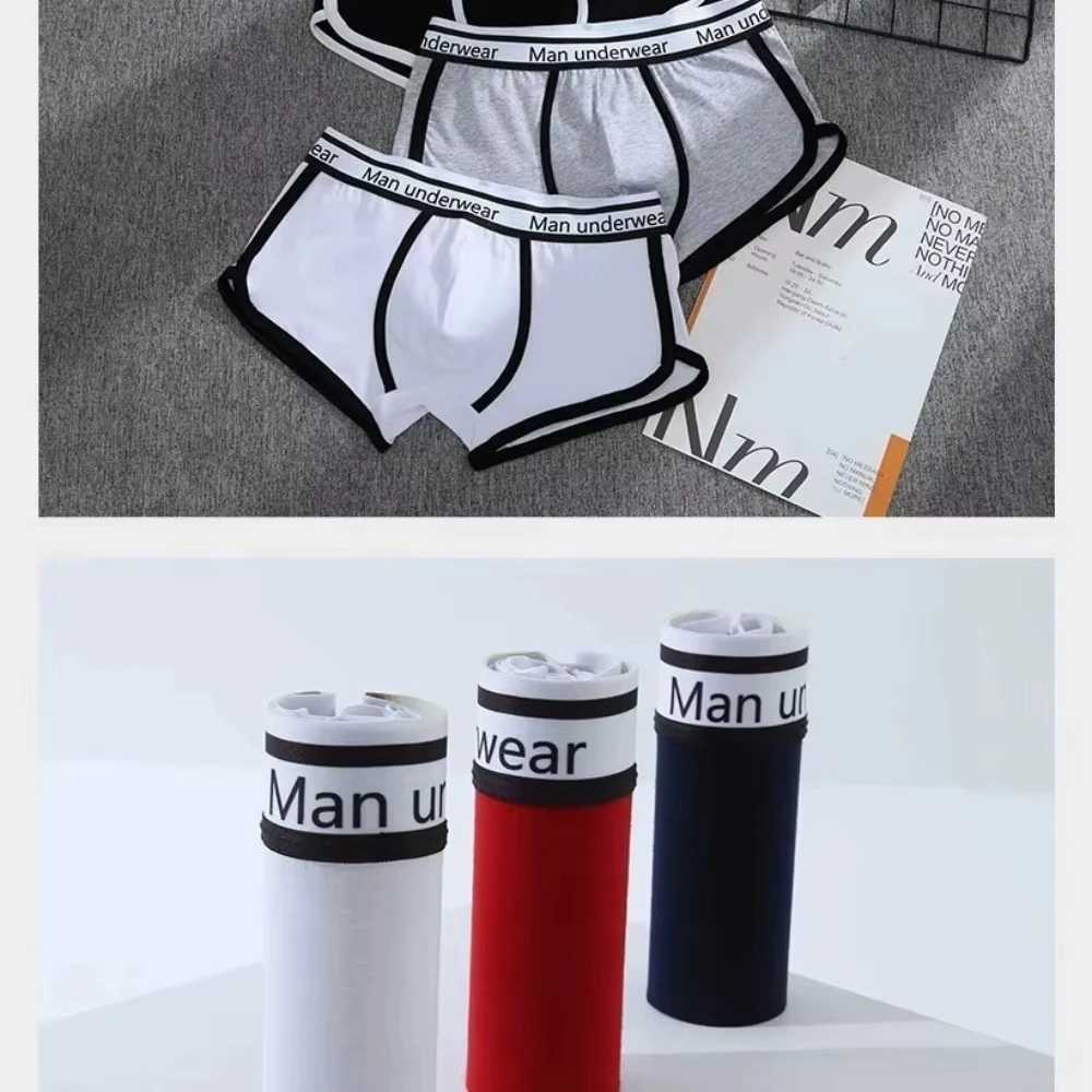 Mens Cotton Boxers Breathable Underwear Mid Waist Solid Color Boxershorts Comfortable Male Underpants Trend Shorts D260319