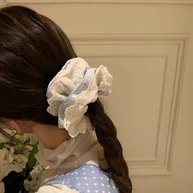 Fabric Lace Flower Edge Hair Ring Cute and Sweet Korean Style Scrunchie Hair Accessories H260319