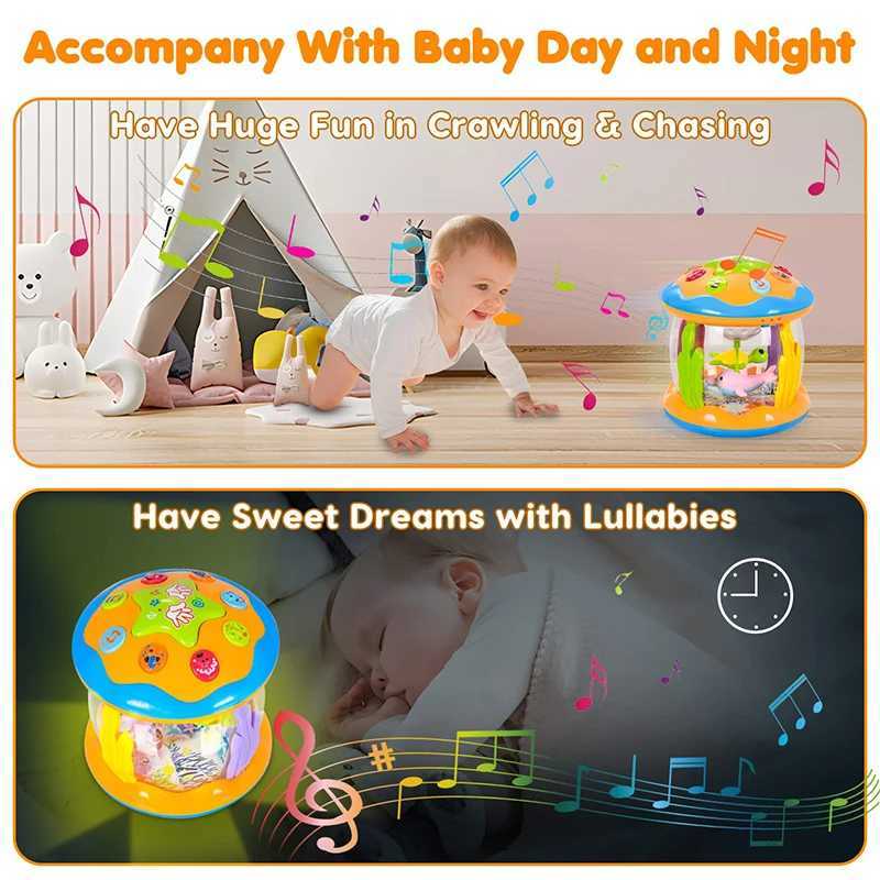 Baby 4 in 1 Tummy Time Crawling Toy Early Learning Sea Animals Sensory Toy Light Up Musical Projector for Infant Toddler Gifts Y260319