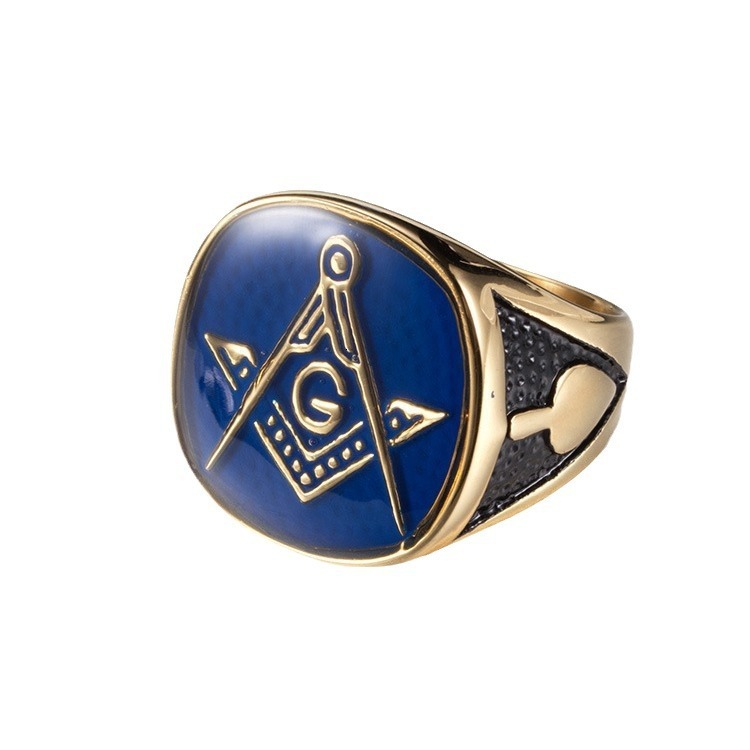 ins-style hip-hop punk fashion trendy men's creative AG titanium steel ring Masonic hand accessory