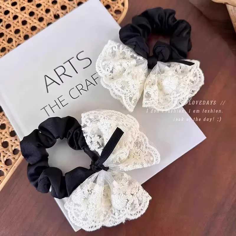Elegant Lace Bow Hair Band For Women Girls Sweet Hair Ornament Scrunchie Hair Tie Rubber Band Hair Rope Fashion Hair Accessories H260319