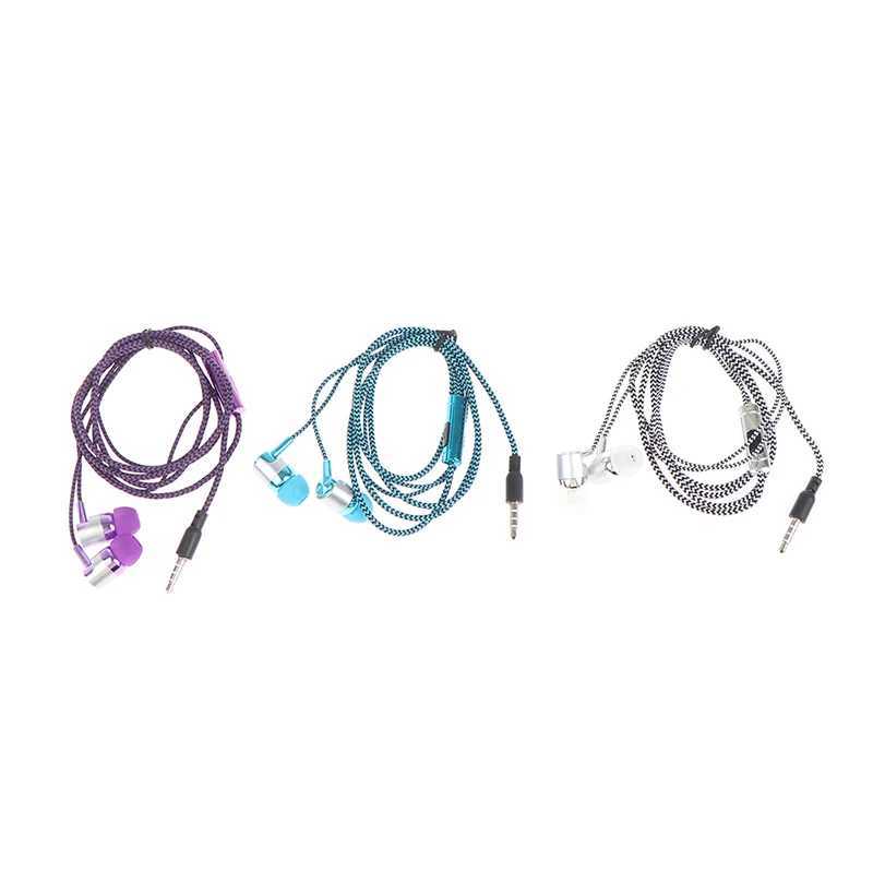 35mm Wired Earphones With Microphone Earplugs Subwoofer Game Sports Earphones In Ear Braided Cord Wired Earphones D260319