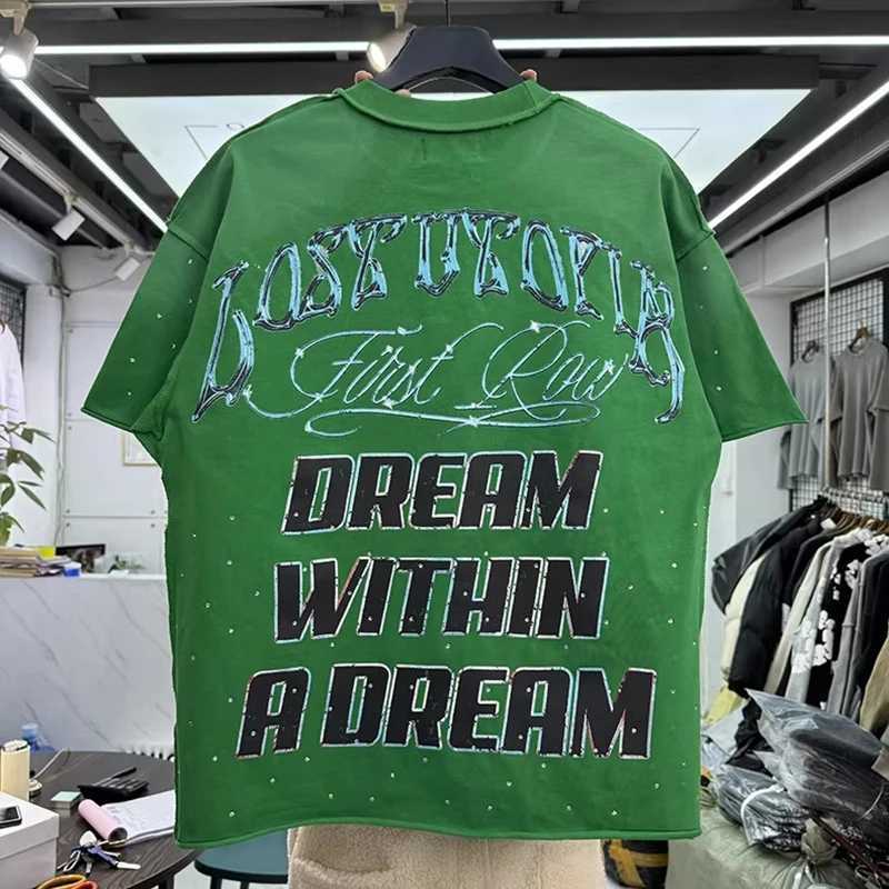 Casual FIRST ROW T-Shirts Washed Street Fashion American Style Hot Drill Letters Mens Womens High Quality Short Sleeves Tee X260316