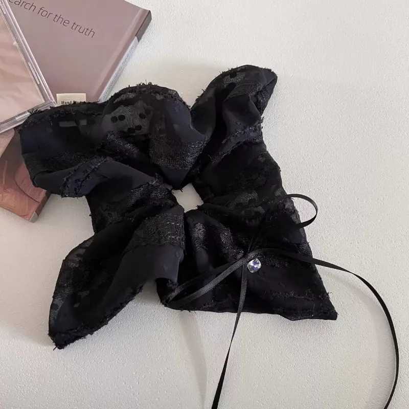 Romantic Chiffon Lace Polka Dot Square Scarf Hair Ring Gentle Temperament Hair Accessories For Women H260319