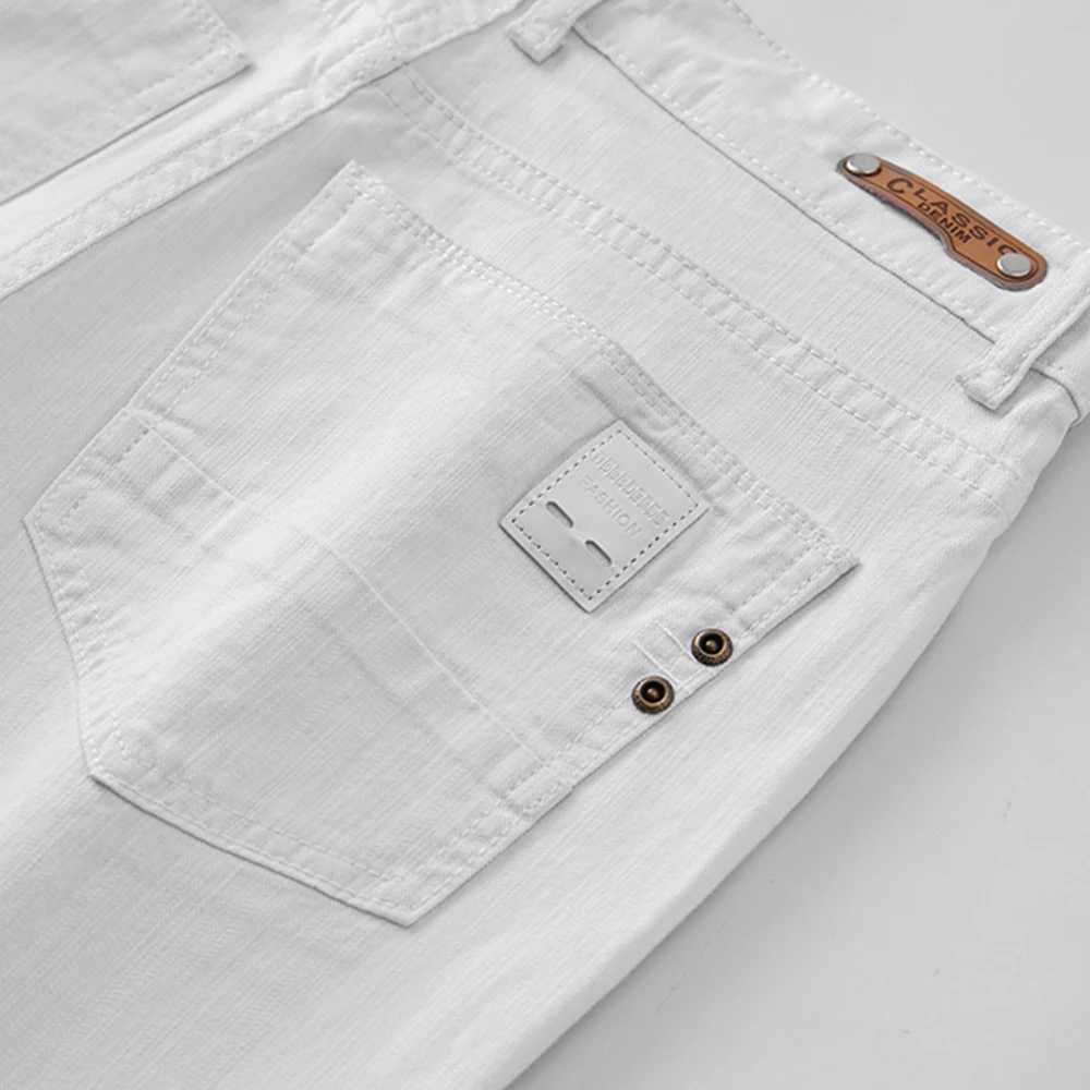 Men White Jeans Elasticity Straight Slim Fit Casual Soft Business Classic Brand Trousers Fashion Advanced Stretch Denim Pants M260319