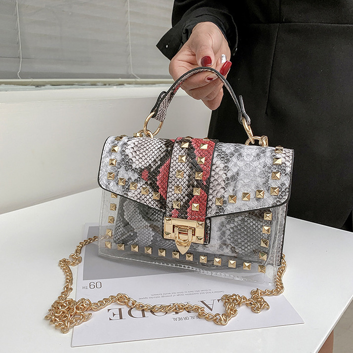 2026 Luxury Graffiti Transparent Jelly Bag Summer Fashion Korean Edition Instagram Internet Celebrity Chain Shoulder Crossbody Bag Women's Versat