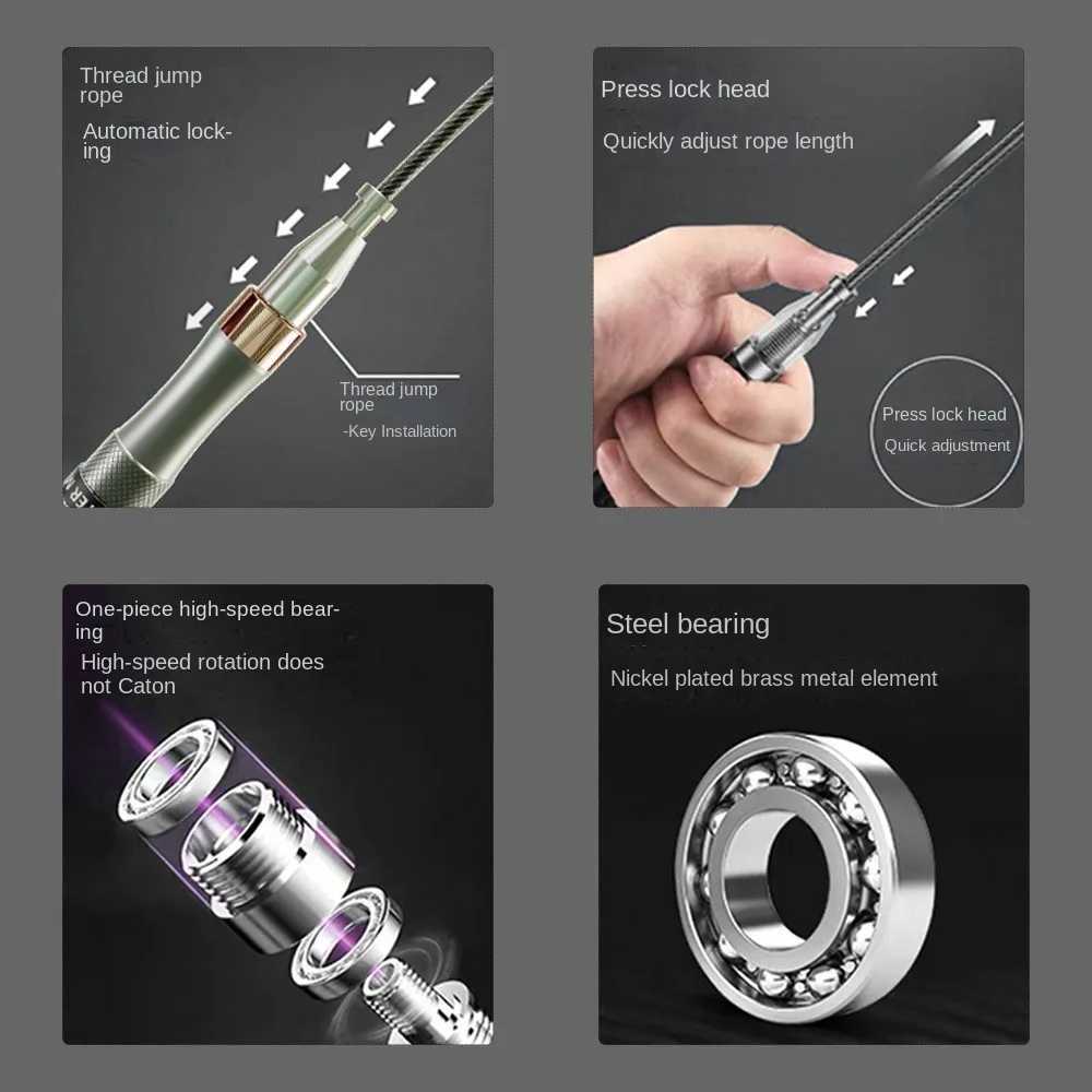Self-Locking Bearing Skipping Rope Suitable for Human Aerobics Aluminum Alloy Handle Adjustable Rope Length Student Racing a03 M260319