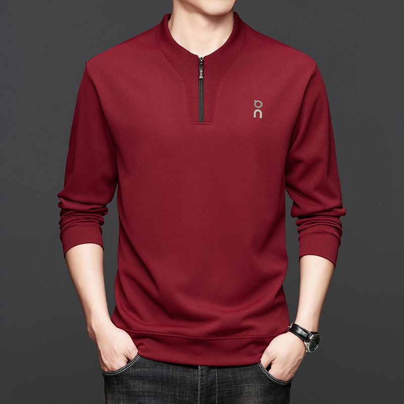 2026 Hot Selling Men's Long Sleeved Sportswear Autumn Fashion Zipper Round Neck Top Fashion Basic Shirt Men's Long Sleeved T-shirt
