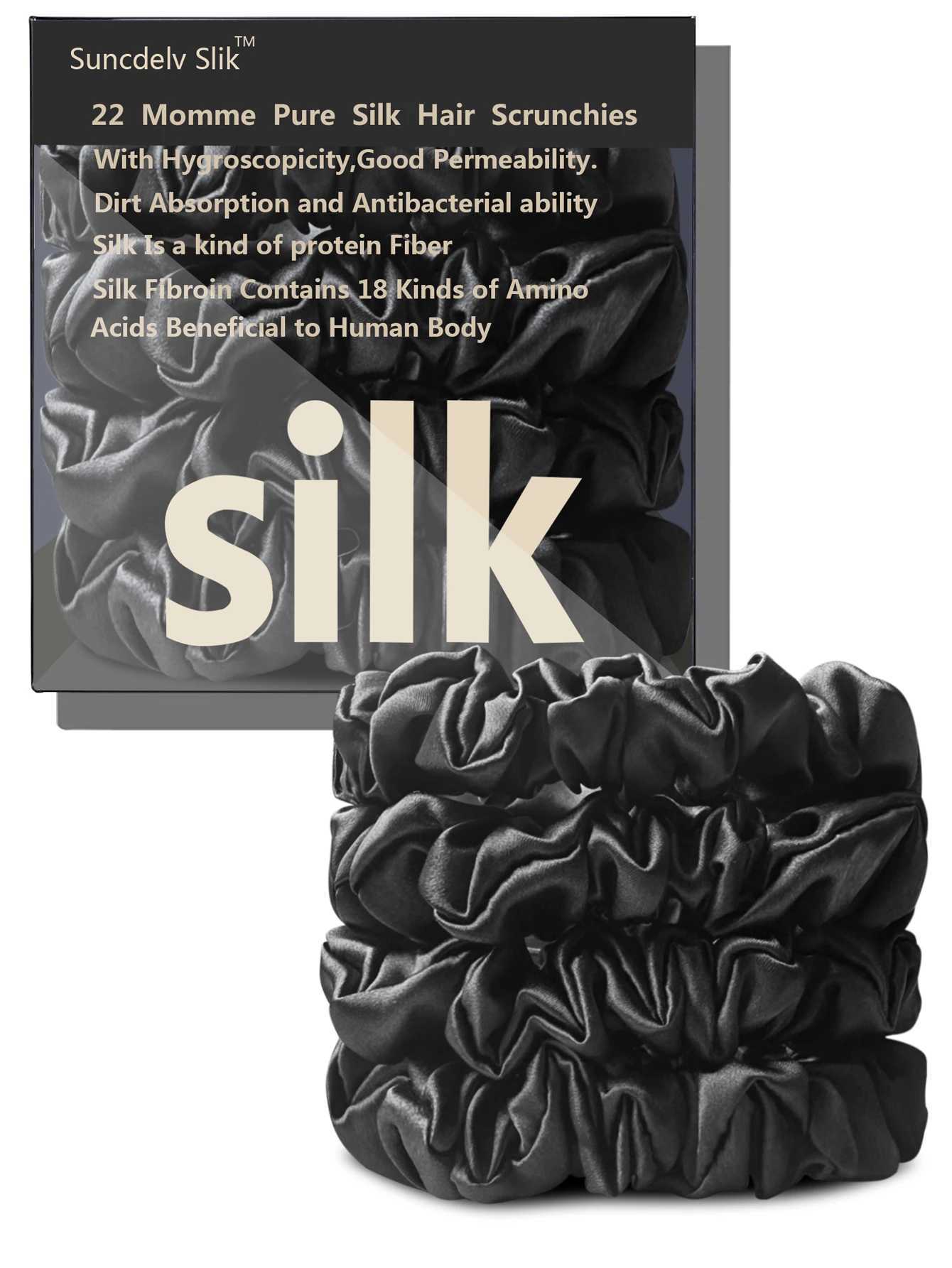 4PCS 100 Pure Mulberry Silk Hair Scrunchie Handmade Hairbands Women Hair Accessories Pure Color Natural HairTies Width 2CM H260319