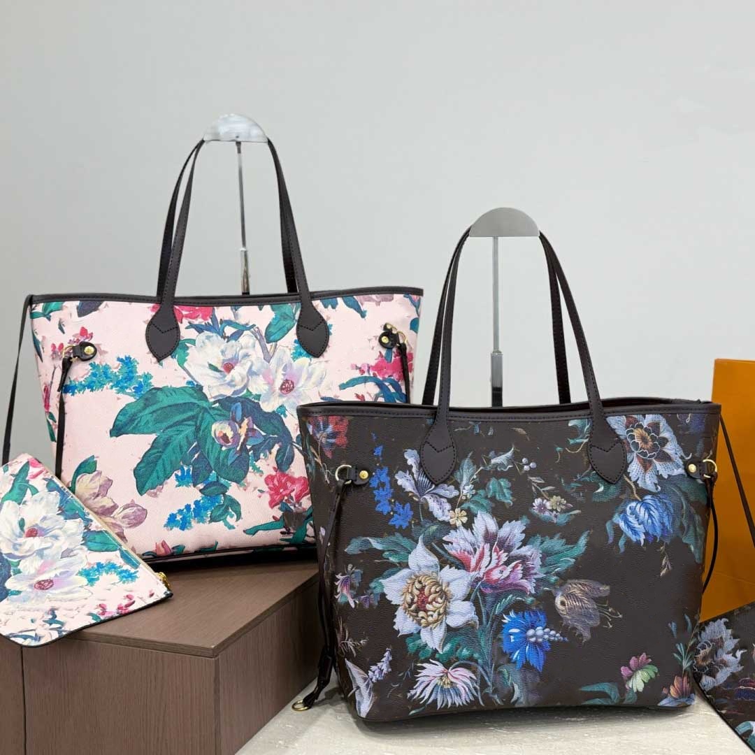 26SS Womens Luxurys Designer New Eden Garden Series Shopping Bag Leather Tote Bag Colorful Flwoer Handbag Large-capacity commuting Bag With Coin Bag 32cm