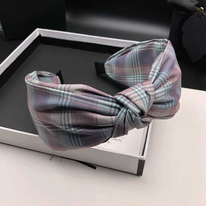 New hair clip womens colorful dyed checkered hair tie headband wide edge pressed hair wash headband H260319