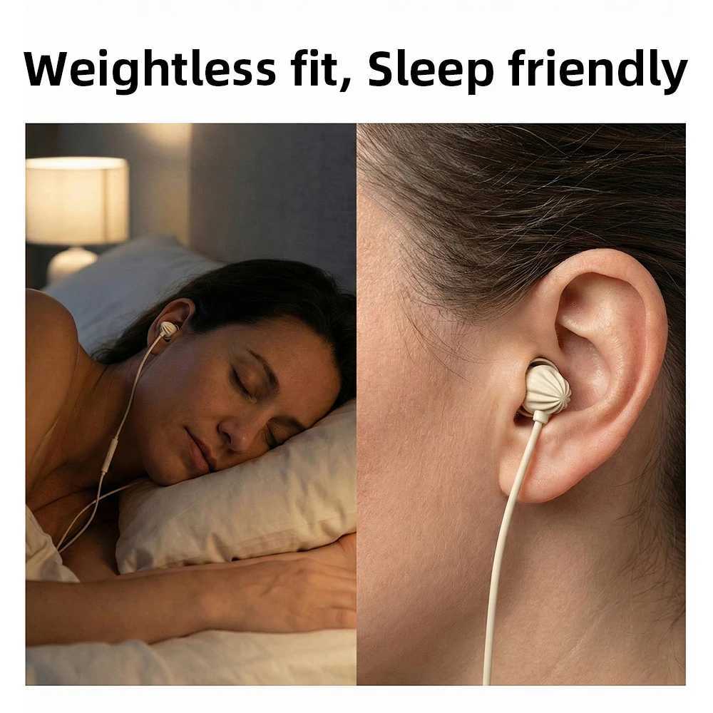 Sleep Earbuds Type C Earphones 35mm In-Ear Wired Headphones HiFi Surround Sound Lightweight Noise Reduction With Mic Headset D260319
