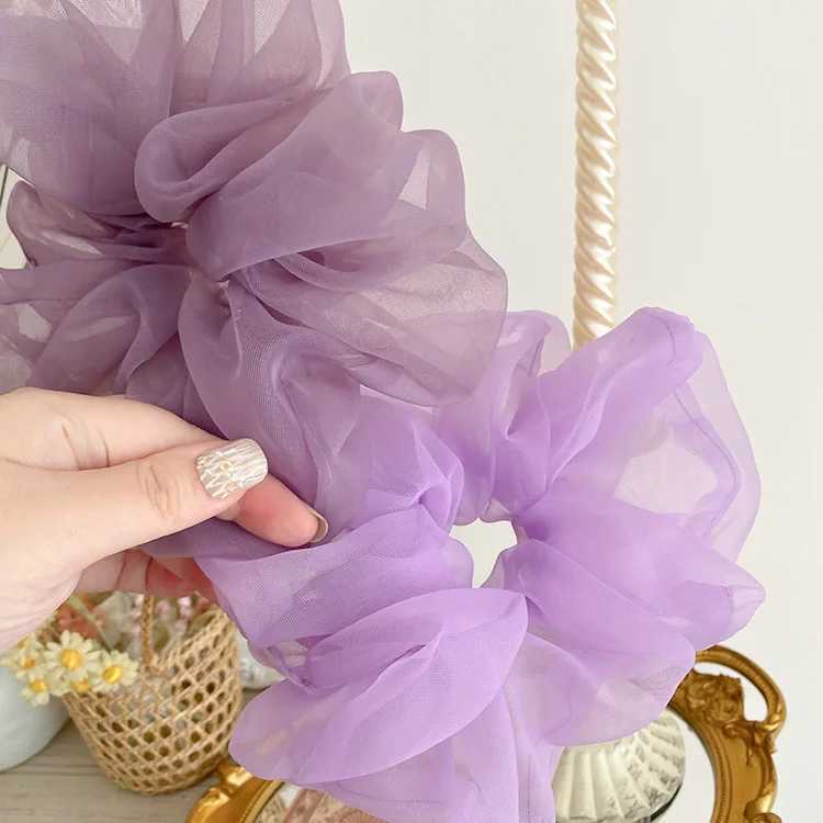 Spring summer organza hair scrunchie large fairy chiffon women Elastic Hair Band Ponytail Holder Hair Tie Girl Gum Accessories H260319