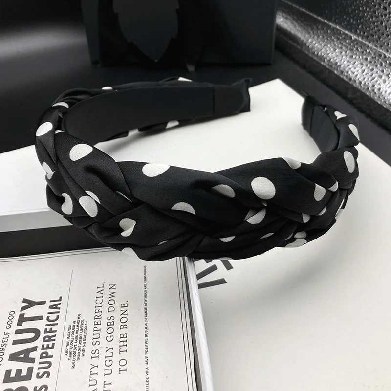 Retro polka dot new woven hairpin headband for women high skull top adult headwear hair pressure face wash headband H260319