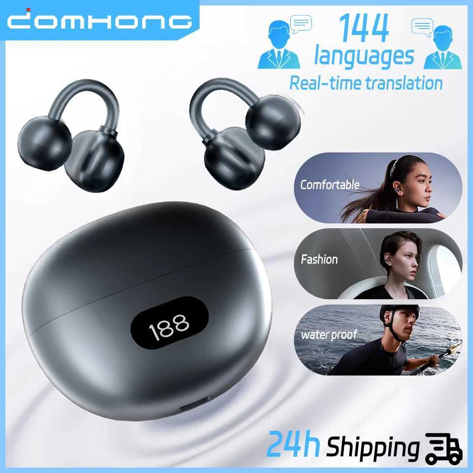OWS Wireless Clip On Earphones 144 language Real Time Translator Open EarbudsLow Latency Sports Bluetooth HeadphonesEar Clip D260319